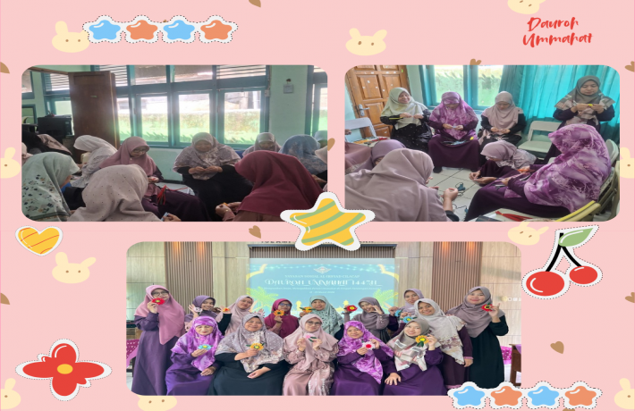 Kreativitas Ummahat Dalam Daurah Hari Ketiga Membuat Kreasi Gantungan Kunci Bunga dari Kawat Bulu