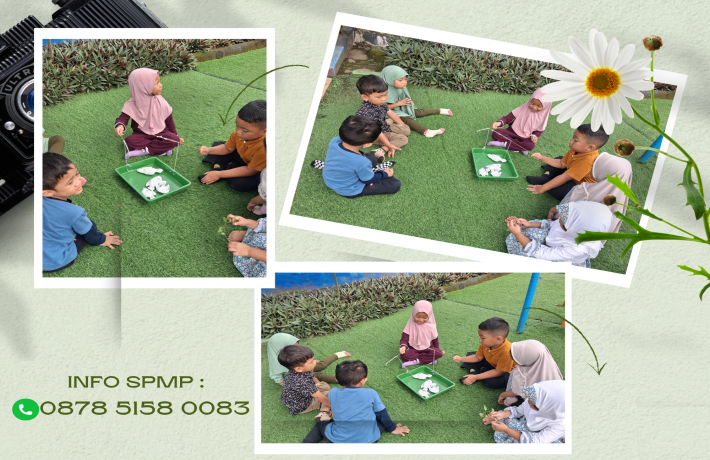 Serunya Anak Anak Kelompok Bermain Bermain Memancing di Halaman Sekolah